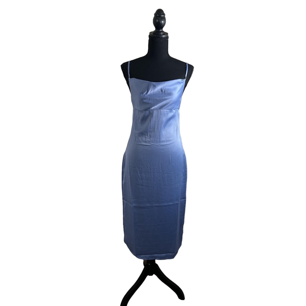 We Wore What Periwinkle Blue Midi w/ Cowl Neckline Dress, Size 2